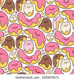 Cartoon donuts seamless pattern.