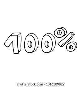 Cartoon doodle 100 percent isolated on white background. Vector illustration. 