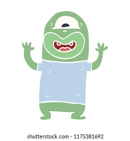 monstruo alienígena del doodle de dibujos animados
