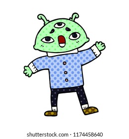 cartoon doodle alien space man