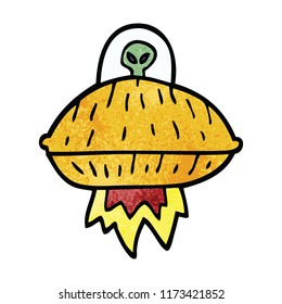 cartoon doodle alien spaceship