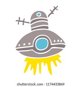 cartoon doodle alien spaceship