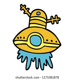 cartoon doodle alien spaceship