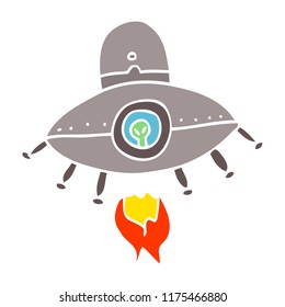 cartoon doodle alien spaceship