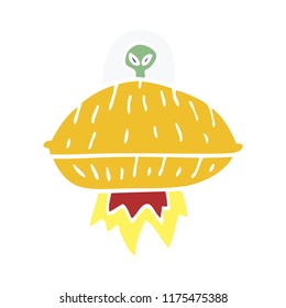 cartoon doodle alien spaceship