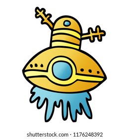 cartoon doodle alien spaceship
