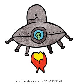 cartoon doodle alien spaceship
