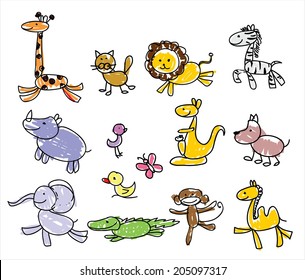 Cartoon doodle animals