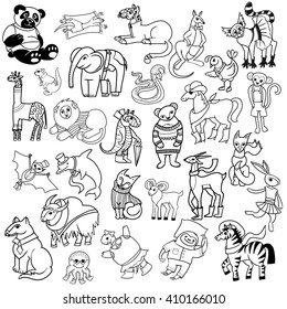 Cartoon Doodle Animals Big Set Stock Vector (Royalty Free) 410166010 ...