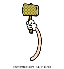 cartoon doodle arm with hammer