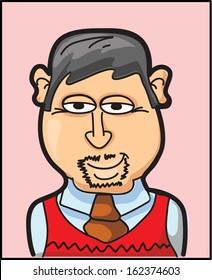 Cartoon doodle avatar of man