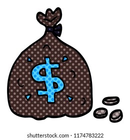 bolsa de doodle de dibujos animados de dólares