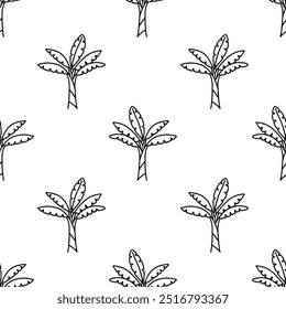 Cartoon doodle banana tree seamless pattern.