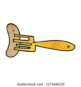 cartoon doodle banger on fork