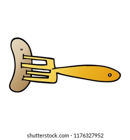 cartoon doodle banger on fork