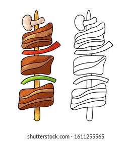 Cartoon doodle barbecue. Design element. Vector illustration isolated on a white background.