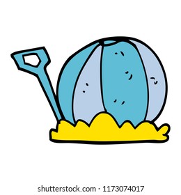 cartoon doodle beach ball and spade