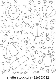 A cartoon doodle with a beach theme.