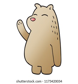 caricatura del oso doodle ondeando