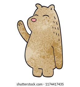 caricatura del oso doodle ondeando