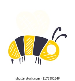 abeja de doodle de dibujos animados