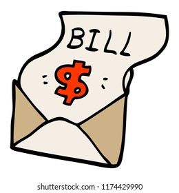 cartoon doodle bill in envelope