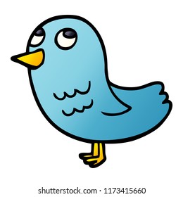 cartoon doodle bird looking up