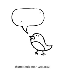 cartoon doodle bird with speech bubble