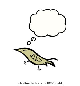 pájaro doodle de dibujos animados con burbuja de pensamientos