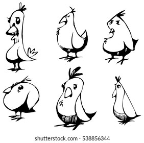 cartoon doodle birds