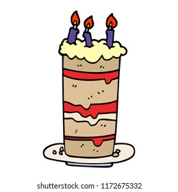 cartoon doodle birthday cake