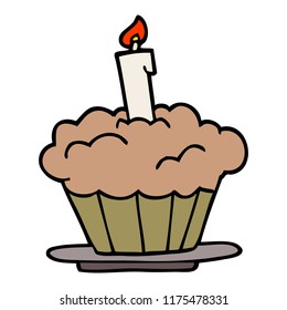 cartoon doodle birthday cake