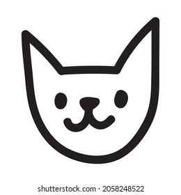 Cartoon doodle black cat drawing. Simple and cute kitten silhouette, Halloween vector illustration.