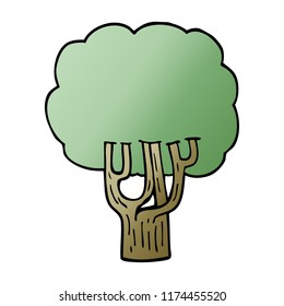 árbol floreciente del doodle de dibujos animados