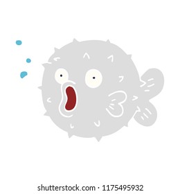 cartoon doodle blow fish