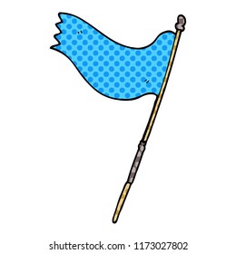 cartoon doodle of a blue flag