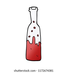 cartoon doodle bottle with sloshing wine