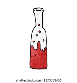 cartoon doodle bottle with sloshing wine