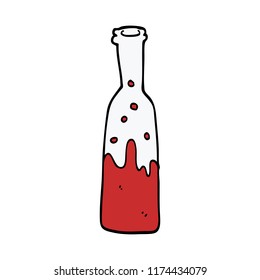 cartoon doodle bottle with sloshing wine