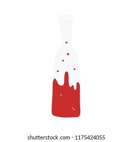 cartoon doodle bottle with sloshing wine