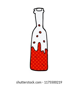 cartoon doodle bottle with sloshing wine