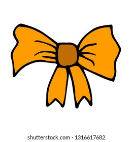 Cartoon doodle bow isolated on white background. Vector illustration.   