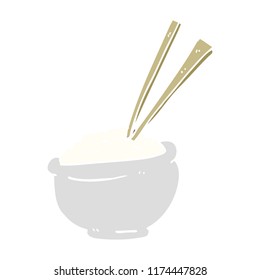 Cartoon Doodle Bowl Of Rice With Chopsticks