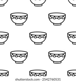 Cartoon doodle bowl seamless pattern.	
