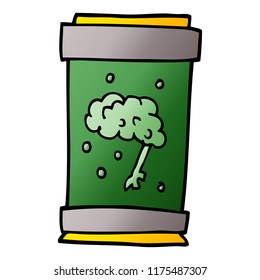 cartoon doodle brain in jar