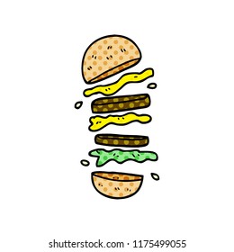 hamburguesa de doodle de dibujos animados