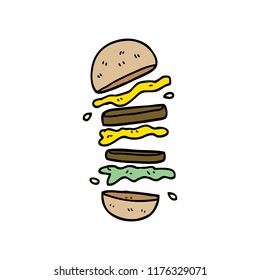 hamburguesa de doodle de dibujos animados