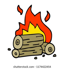 cartoon doodle burning logs
