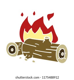 cartoon doodle burning logs