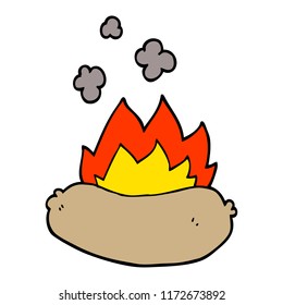 cartoon doodle burning sausage